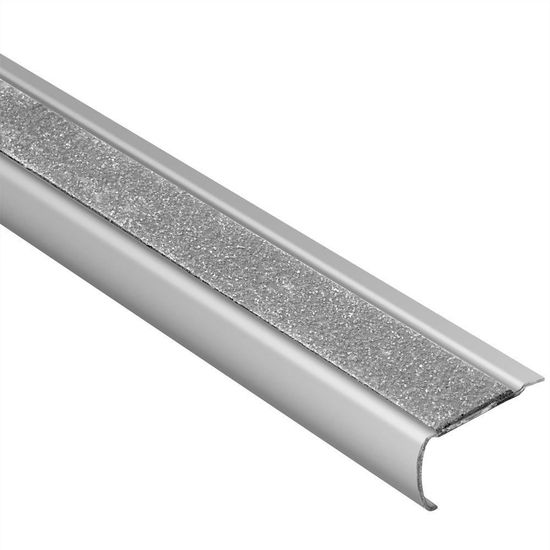 TREP-GK-B Profilé de rénovation pour nez de marche avec bande antidérapante transparente - acier inoxydable (V2) brossé 2-3/8" (59 mm) x 4' 11"