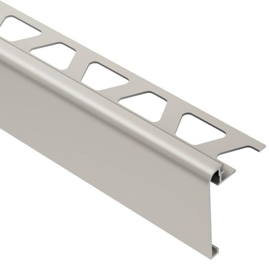 RONDEC-STEP Finishing and Edging Profile with Vertical Leg 1-1/2"  - Aluminum Anodized Matte Nickel 3/8" (10 mm) x 8' 2-1/2"