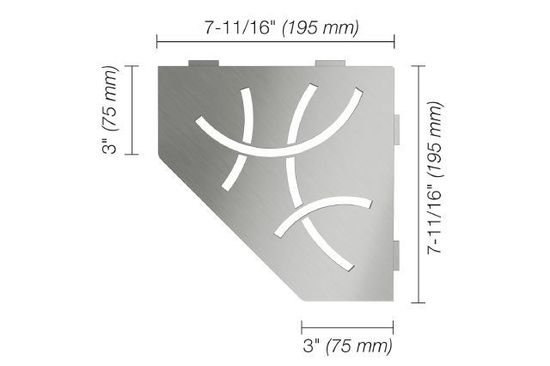 SHELF-E Étagère de coin pentagonale modèle Curve - acier inoxydable (V2) brossé