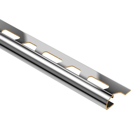 RONDEC Bullnose Trim - Aluminum  Chrome-Plated Brass 1/2" (12.5 mm) x 8' 2-1/2"