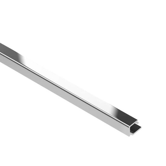 QUADEC-K Finishing and Edge-Protection Profile with Squared Reveal Surface - Aluminum Anodized Polished Chrome 1/2" (12.5 mm) x 8' 2-1/2"