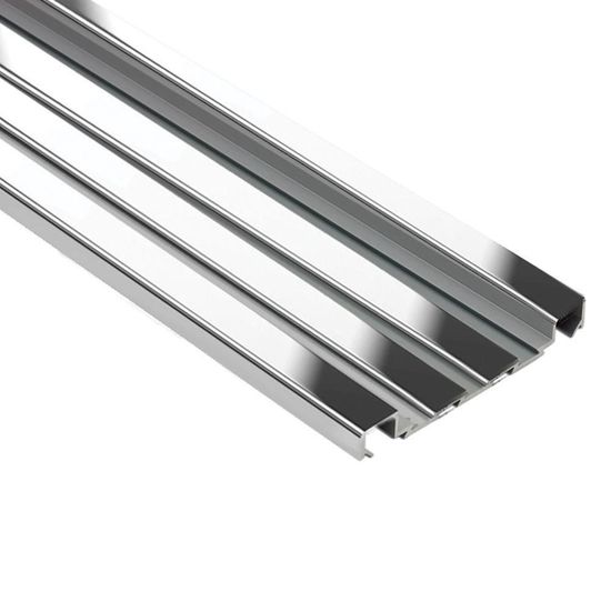 QUADEC-FS Double-Rail Feature Strip Profile - Aluminum Anodized Polished Chrome 5/16" (8 mm) x 8' 2-1/2"