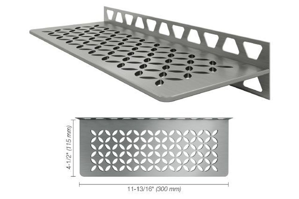 Schluter Shelf-W Rectangular Wall Shelf Floral Design Brushed Stainless  Steel (V2) (SWS1D5EB) FloorBox