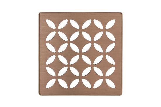 KERDI-DRAIN Square Grate Kit Floral - Stainless Steel (V2) Brushed Rose Gold 4"