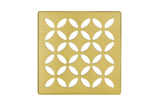KERDI-DRAIN Square Grate Kit Floral - Stainless Steel (V2) Brushed Classic Gold 4"