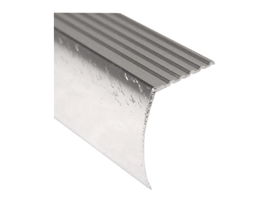 Aluminum Drop Stair Nosing, Hammered Clear Anodized - 1 5/8" x 12'