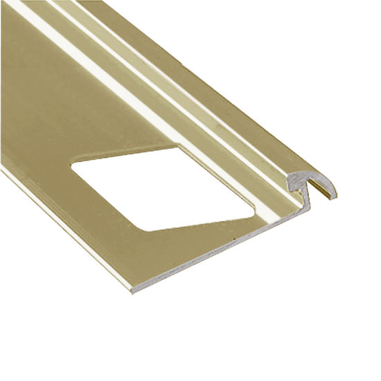 Round Tile Edge, Satin Gold Anodized - 3/8" x 8'