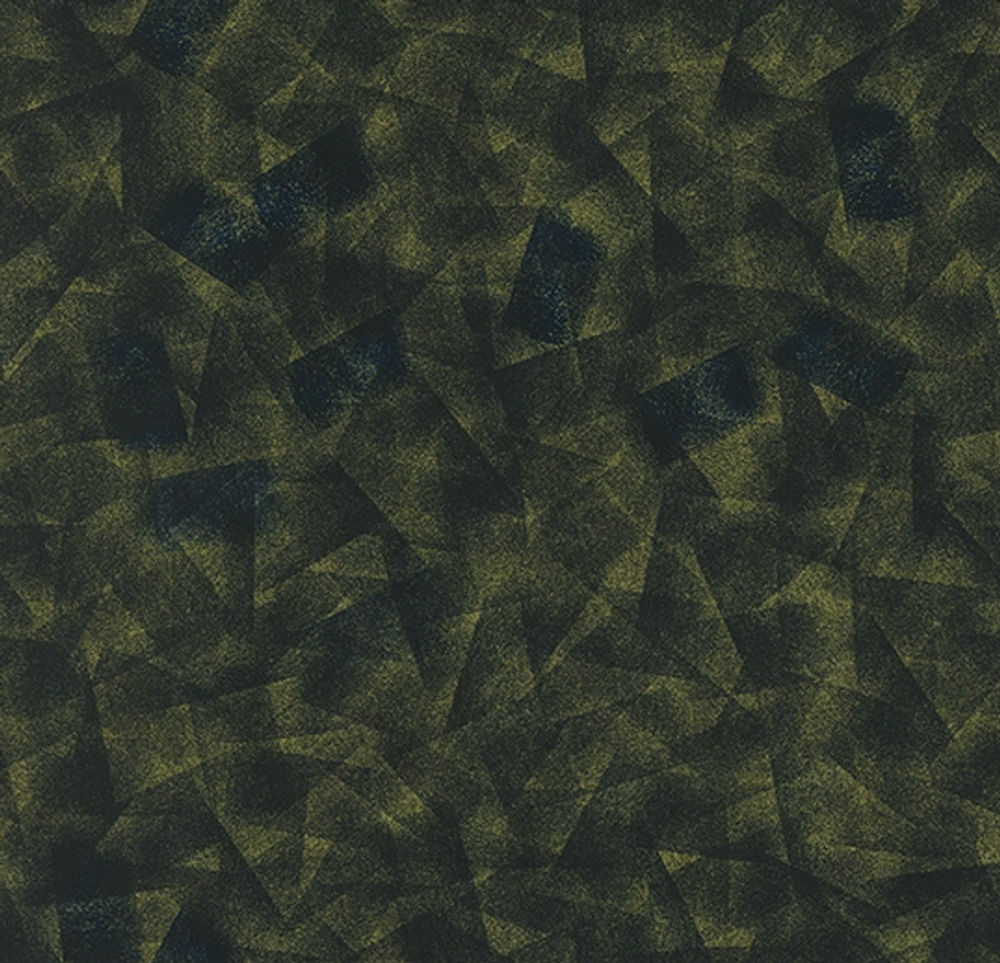 Layered Emerald and Chartreuse Stair-Step Print with Navy Linear Grid and Crackled Tie-Dye Texture