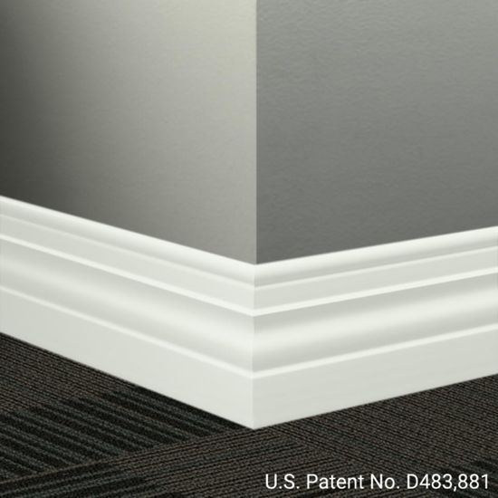 Millwork Contoured Wall Base Rubber Diplomat #TG1 Snowbound 4-1/2" x 8' (Pack of 6)
