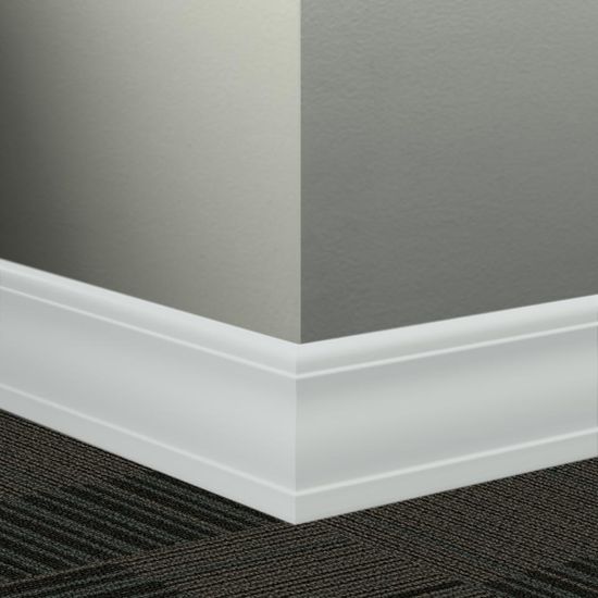 Millwork Contoured Wall Base Rubber Silhouette #VN1 White Slipper 4" x 8' (Pack of 6)
