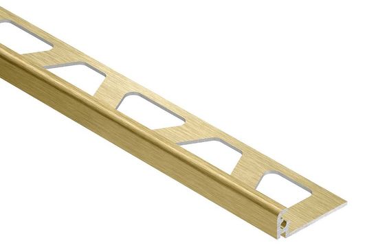 JOLLY Wall Tile Edge Trim Anodized Aluminum Brushed Brass 1/2" (12.5 mm) x 8' 2-1/2"