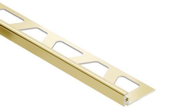 JOLLY Wall Tile Edge Trim Anodized Aluminum Polished Brass 3/8" (10 mm) x 8' 2-1/2"