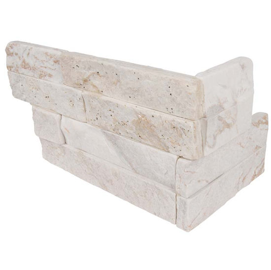Wall Tiles RockMount Royal White Splitface Corner 6" x 18"