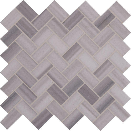 Mosaic Bergamo Herringbone Gray-Light Polished 11-1/2" x 11-1/2"