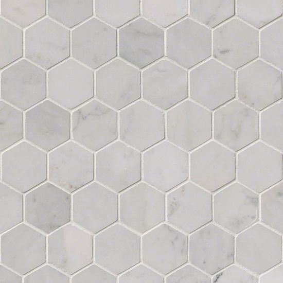 Mosaïque hexagonale Carrara Blanc-Cool Poli 12" x 12"