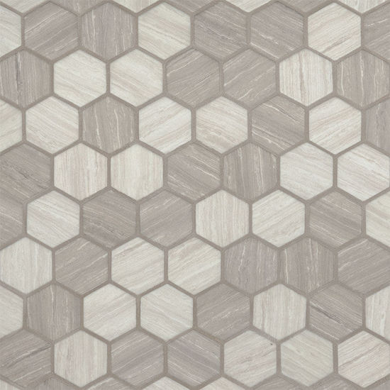 Mosaic Silva Oak Gray-Light Hexagon Glossy 11" x 12-3/4"