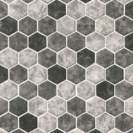 Hexagon Mosaic Urban Tapestry Gray-Dark Glossy 11" x 13"