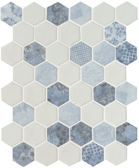 Hexagon Mosaic Vista Azul Blue Matte 11" x 13"