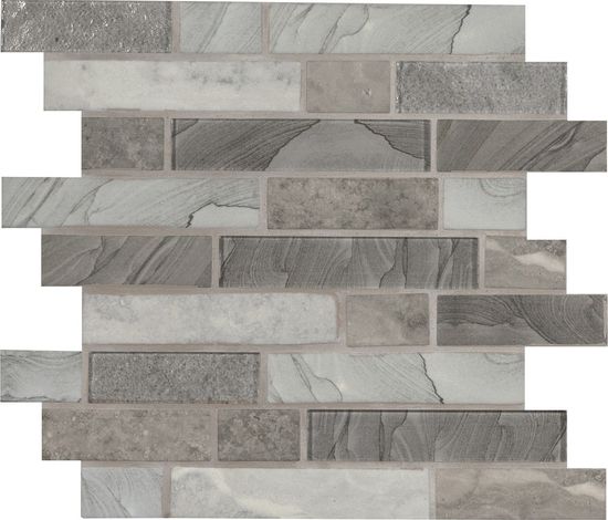 Mosaic Tarvos Interlocking Gray-Dark Glossy 12" x 12"