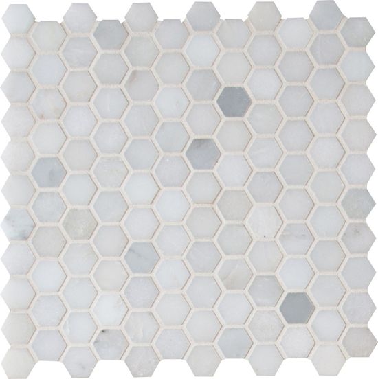 Mosaïque Hexagonale Greecian Blanc-Froid Poli 11-1/2" x 12"