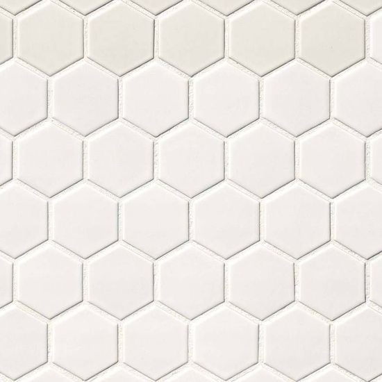 Mosaïque hexagonale Retro Bianco Blanc-Froid Mat 11-1/2" x 12-3/4"