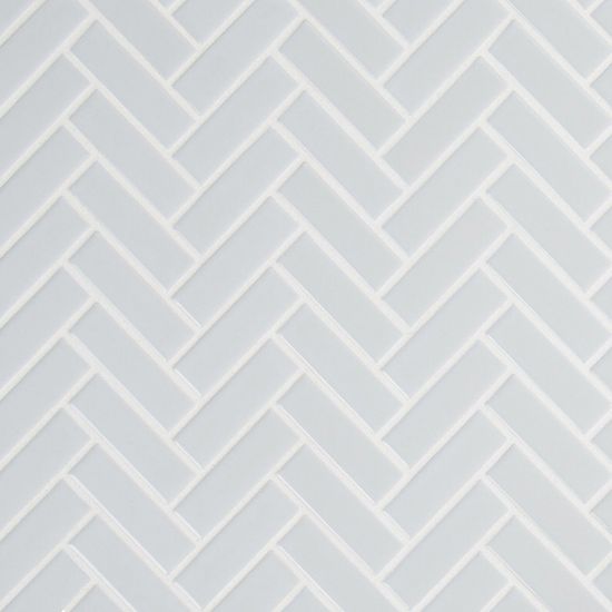 Mosaic Retro Herringbone Gray-Light Glossy 12-3/4" x 13"