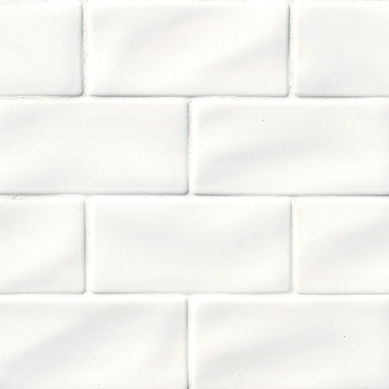 Wall Tiles Whisper Handcrafted White-Warm Glossy 3" x 6"