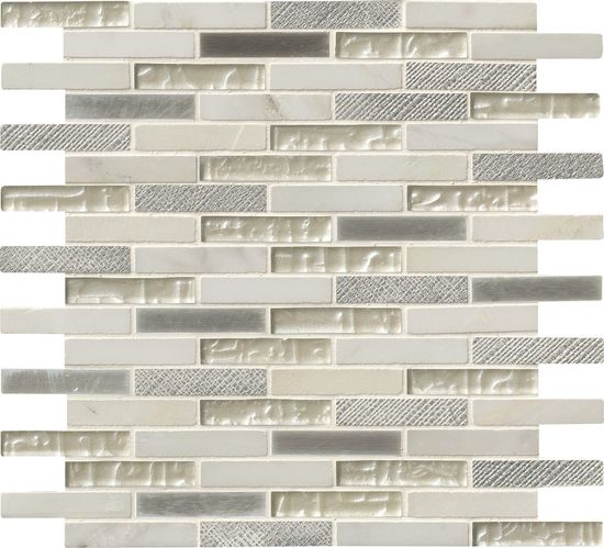Mosaic Snow House White-Warm Multi Finish 12" x 12"