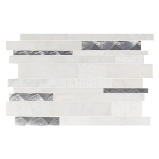 Mosaïque Modern Tessellation Blanc-Froid Multi Fini 12-1/4" x 19-1/2"