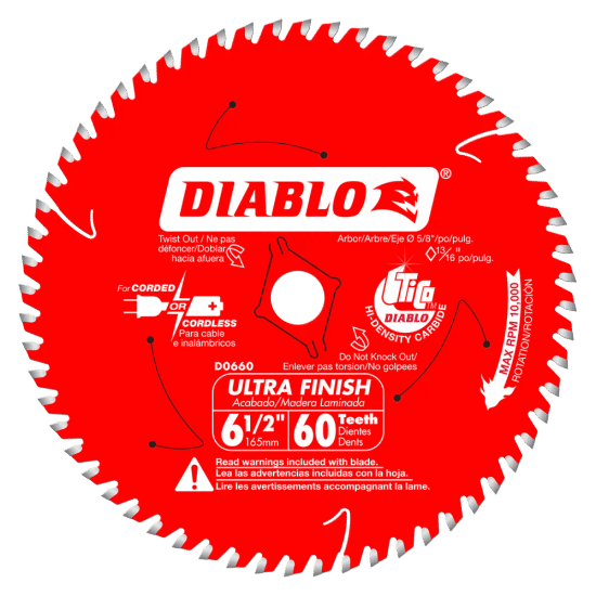 Lame de scie circulaire Ultra Finish 60 dents 6-1/2"