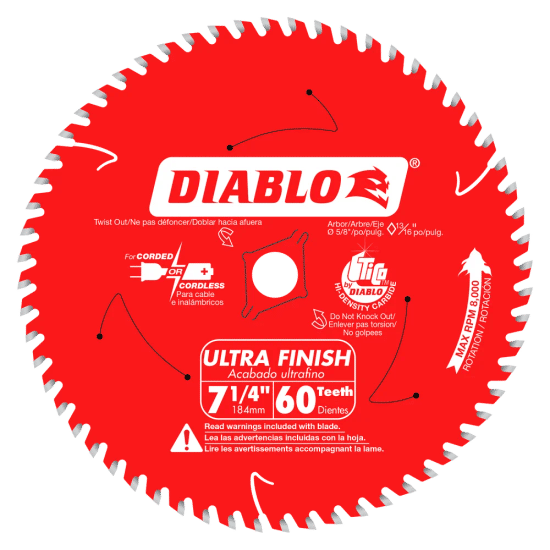 Lame de scie circulaire Ultra Finish 60 dents 7-1/4"