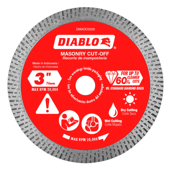 Diamond Continuous Rim Cut-Off Discs for Masonry 3"