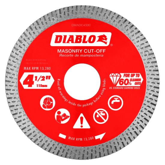 Diamond Continuous Rim Cut-Off Discs for Masonry 4-1/2"