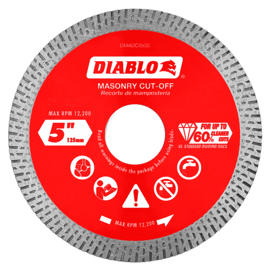 Diamond Continuous Rim Cut-Off Discs for Masonry 5"