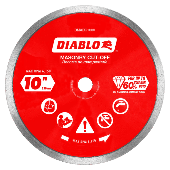 Diamond Continuous Rim Cut-Off Discs for Masonry 10"
