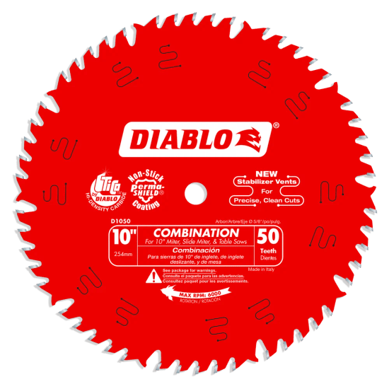 Combination Saw Blade 50 Tooth for Miter, Slide Miter and Table Saws 10"