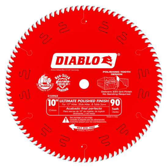 Wood Saw Blade Ultimate Polished Finish 90 Tooth 10"