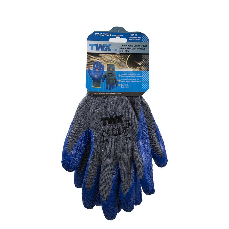 Toolway Gloves TWXpert Knitted Cotton Gray with Crinkle Latex