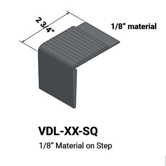 Stair Nosings #TA6 Bedrock 1/8" material on step with square nose 12'