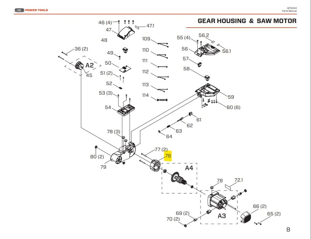 iQ Power Tools Stator 120V/110V for iQTS244 (02446207601) FloorBox