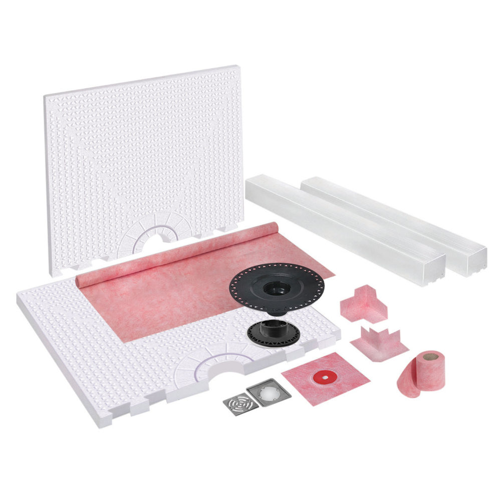 Prova Shower System Prefabricated Sloped Pan Centered PVC Drain with