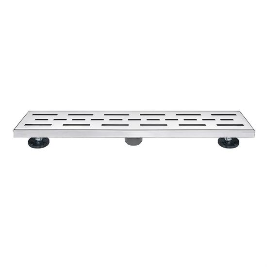 Linear Shower Drain with Grill Design Grate ToWo Eco Brushed Stainless Steel 3" x 3-1/8" x 24"