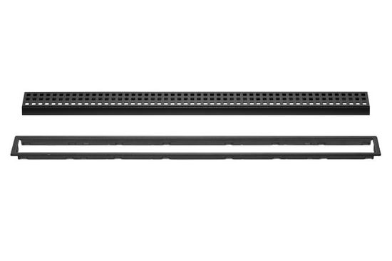 KERDI-LINE Linear Floor Drain with Square Grate Design Brushed Stainless Steel (V4) Matte Black 3/4" x 39-3/8"