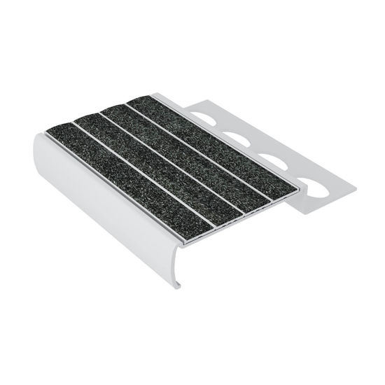 Ecoglo Tile nosing with N3070 Black non-slip strip insert. 10mm Rise. 8ft Length