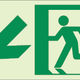 Ecoglo  Enseignes photoluminescentes de parcours d'évacuation aluminium "EXIT DOWN AND TO THE LEFT" 8" x 4.6"