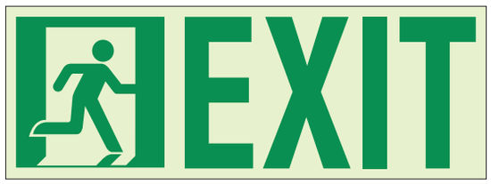 Ecoglo Panneau de marquage pour portes "RUNNING MAN WITH EXIT" 13" x 4.6"