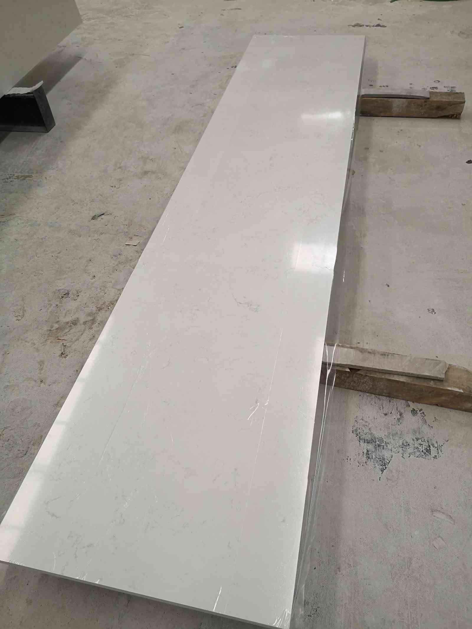 Fusion Shower Jambs Quartz Arctic White 6" x 108" (QSJWHT108) FloorBox