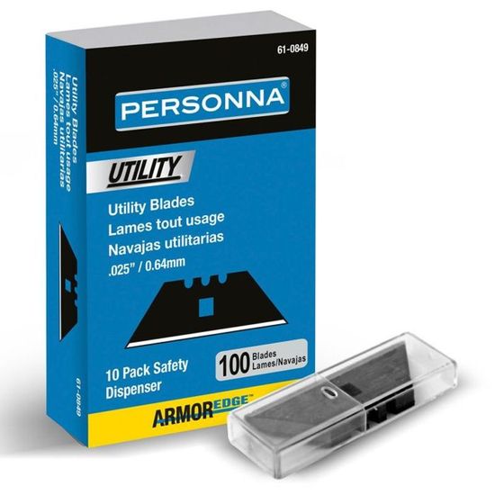 Lames utilitaires Personna .25" HD bleues à 3 encoches (paquet de 100)