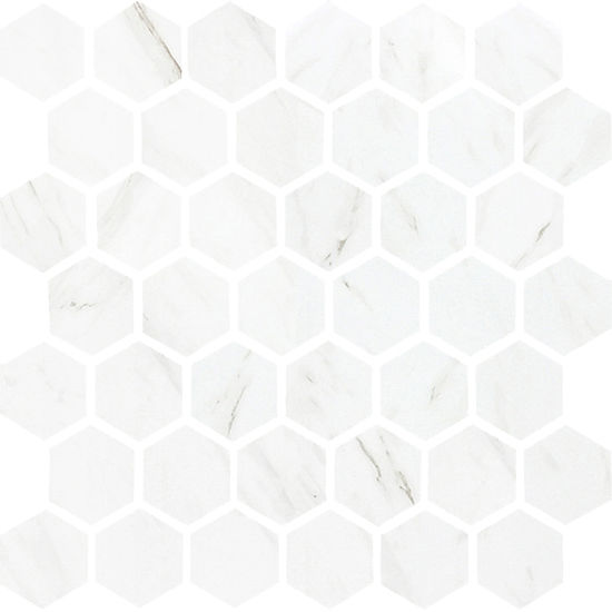 Floor Tiles HD Carrara Hex Mosaic Matte 12" x 12"
