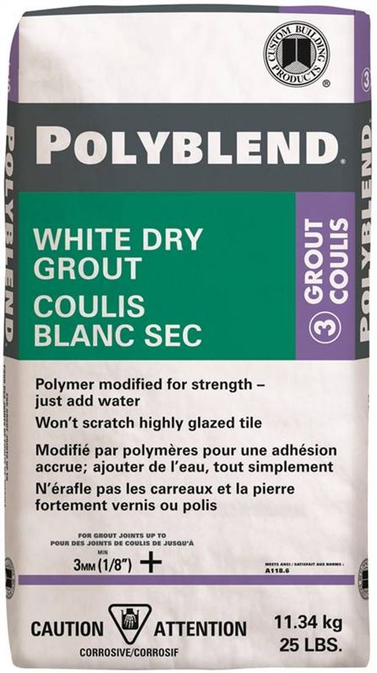 Non-Sanded Dry Grout Polyblend White 25 lb